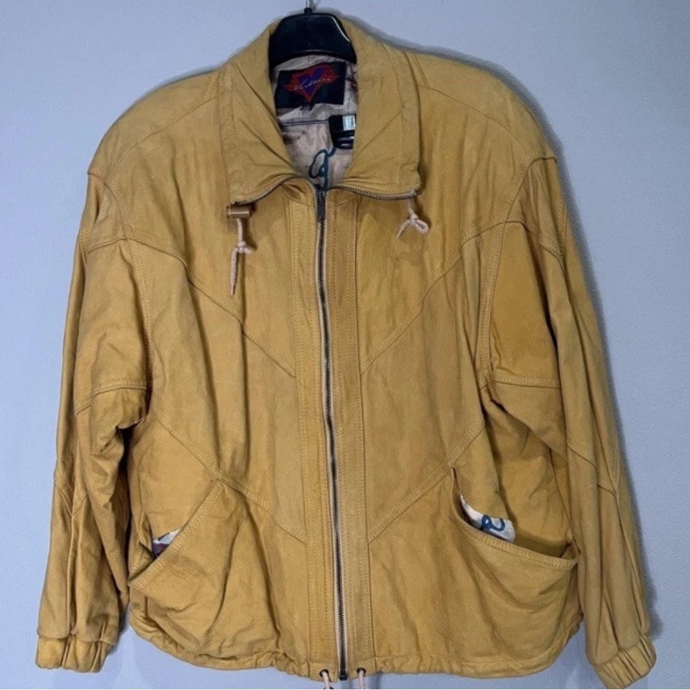 Vtg Verducci Yellow Bomber Jacket Sz M Women